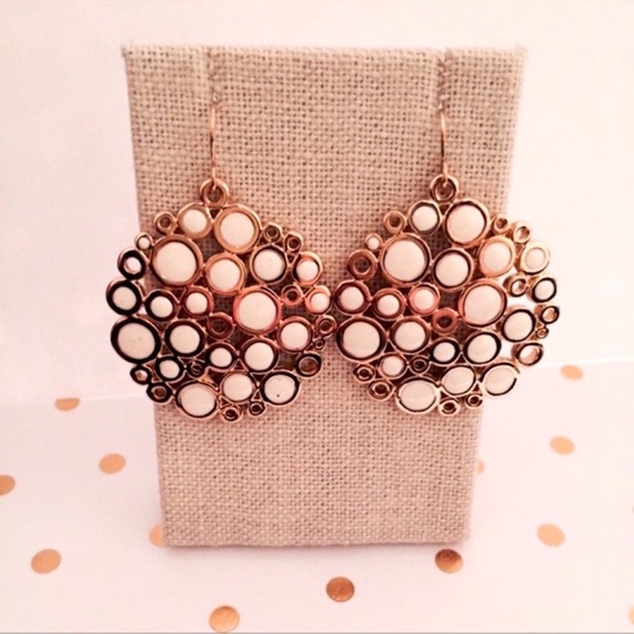 Premier Designs | Earrings | White & Gold Enamel - Picture 1 of 4